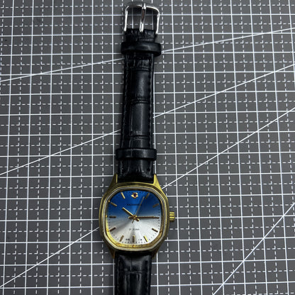 Montre mécanique manuelle Shanghai 33 mm, clou doré, cadran bleu, boîtier carré, 17 juifs