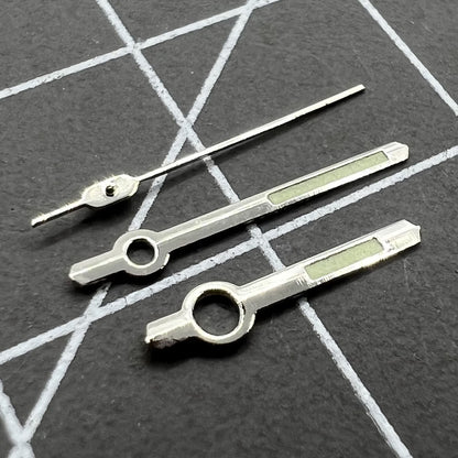 Aiguilles de montre vertes lumineuses argentées de 11 mm pour mouvement Orient 46941 46943