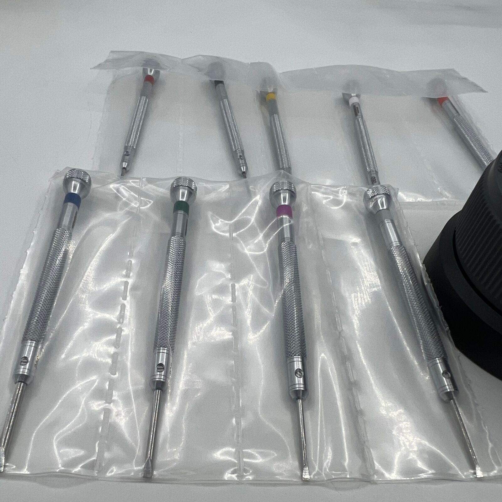 Bergeon 5970 rotating toolset with 9 precision screwdrivers for detailed watch repair tasks.