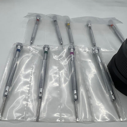 Bergeon 5970 rotating toolset with 9 precision screwdrivers for detailed watch repair tasks.