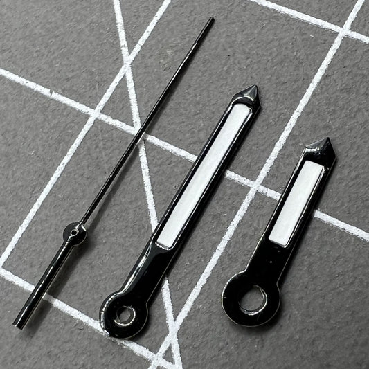 Schwarze Uhrzeiger für Uhr Quarzwerk Hattori Epson TMI VJ42 P1-H2-3 