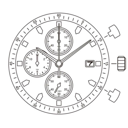 Miyota OS10 Movement Date at 3 Quartz Japan Movement