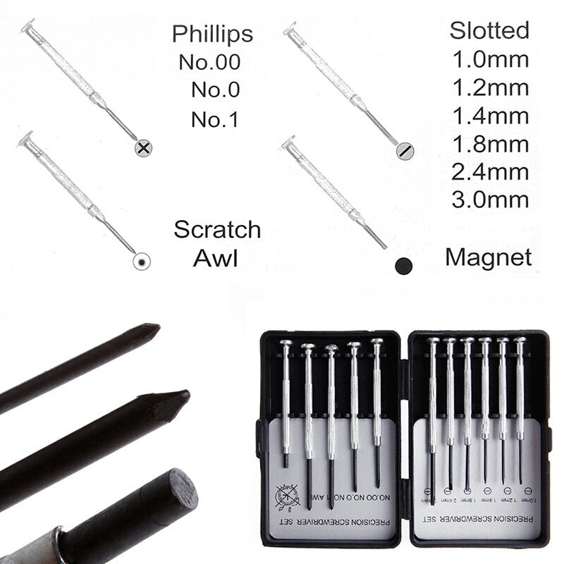 Kit de réparation de montres, bijoux et lunettes de précision, 11 pièces 