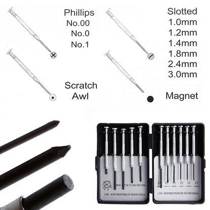 Kit de réparation de montres, bijoux et lunettes de précision, 11 pièces 