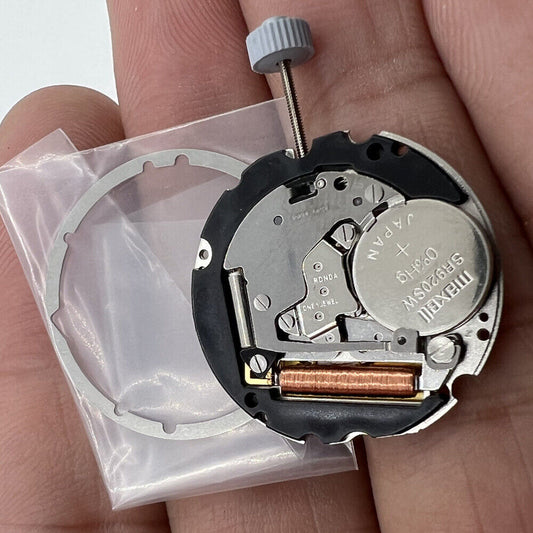 Ronda 705 Swiss quartz watch movement with black date wheel, date display at 3 o?clock for precise timekeeping.