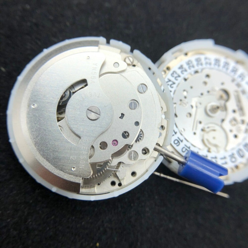 High Quality Japan Epson YN55 mechanical watch movement with single calendar, precise timekeeping by Epson.
