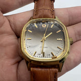 32mm Shanghai Manual Mechanical Watch Golden Nail Brown Dial Octagonal Case