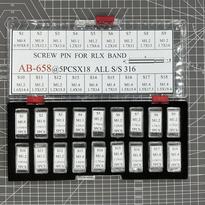 AB-658 Lot de 90 pièces de vis pour bracelet de montre