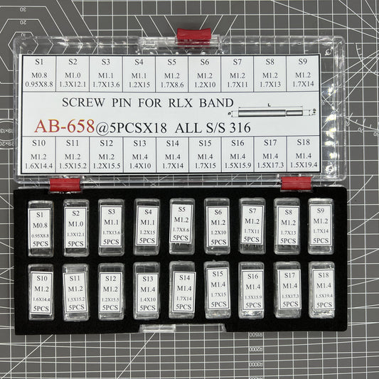 AB-658 Set mit 90 Stück Schraubentyp Uhrenarmband Band Link Pin Gewinde für