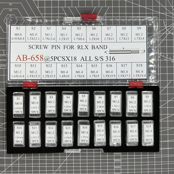 AB-658 Set of 90PCS Screw Type Watch Bracelet Band Link Pin Thread for