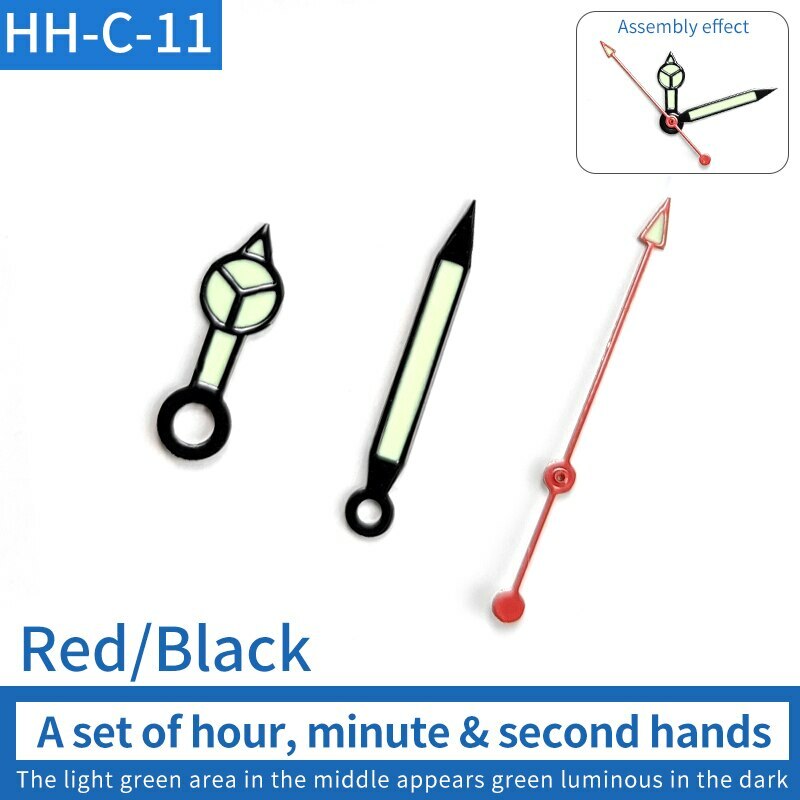 Green Luminous Watch Hands Sets Pins Suitable For Skx007/009 NH35 Movement