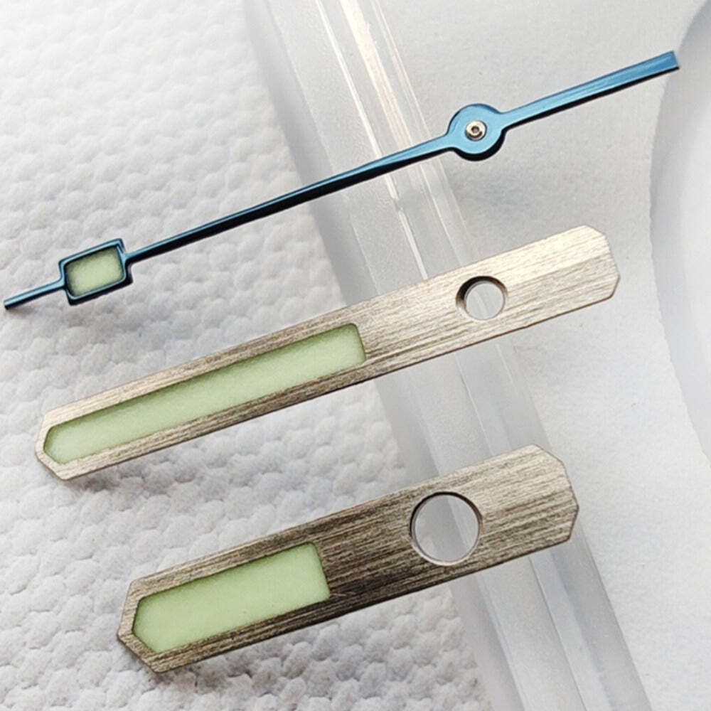 Blaues mattes Sekundenzeiger Set mit grünem Leuchtmittel für SPB143J1 NH35 NH36