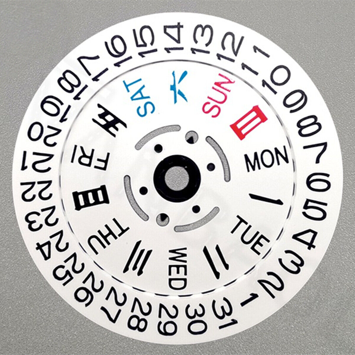 White date disk wheel with Chinese font for NH36 movement, positioned at date@3, compatible with Crown 3/3.8.