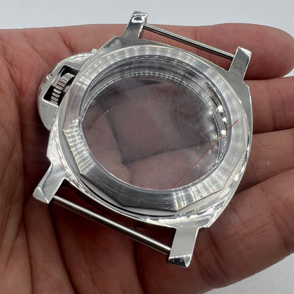 Polished 44MM stainless steel watch case, compatible with ETA6497/6498 and ST3600/ST3620 movements.