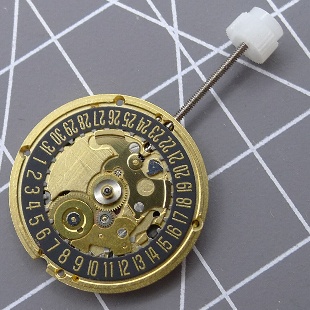 ETA 256.111 Swiss quartz watch movement by V8, black dial for precise timekeeping.