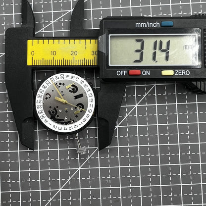 Swiss ETA G10.212 quartz watch movement displaying 3 hands and date function for precise timekeeping.