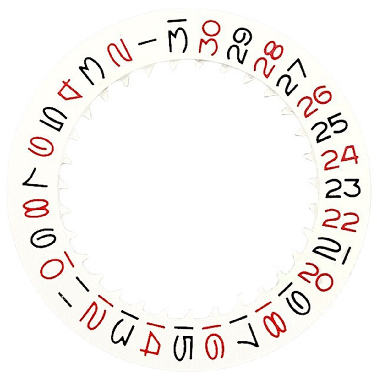 Vintage red even number date wheel disk on white background for NH35 NH36 movement.