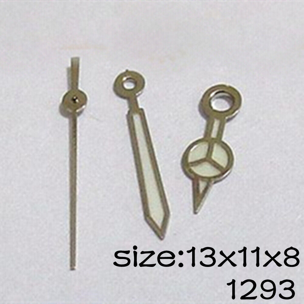 Luminous watch hands set for Miyota 2035 movement, sizes 13mm, 11mm, and 8mm.