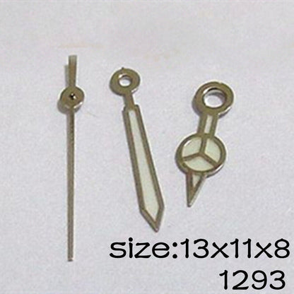Luminous watch hands set for Miyota 2035 movement, sizes 13mm, 11mm, and 8mm.