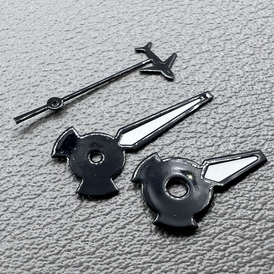 Green Lume Plane small second black trim watch hands for NH35/NH36/4R/7S movements.