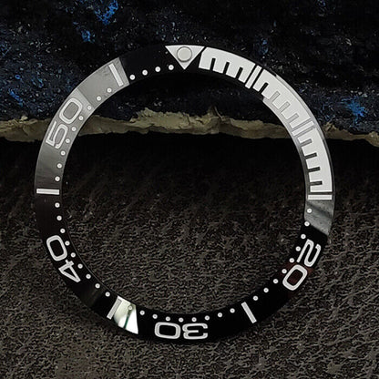 38 mm schwarze Viertelskala-Keramik-Lünette, poliert, wasserdicht, für Herrenuhr 