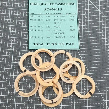 Lot de 12 entretoises de boîtier de mouvement, 5 tailles de ligne, support de bague de boîtier #AC-676-11.5