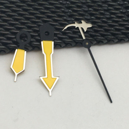 Precision A72 silver watch hands set for NH35A/NH36A movements, measuring 8.5x12x12.5mm, ideal for repair.