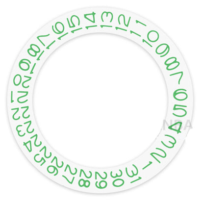 Disque de date à fond blanc et caractères vert clair pour Seiko NH35 NH36