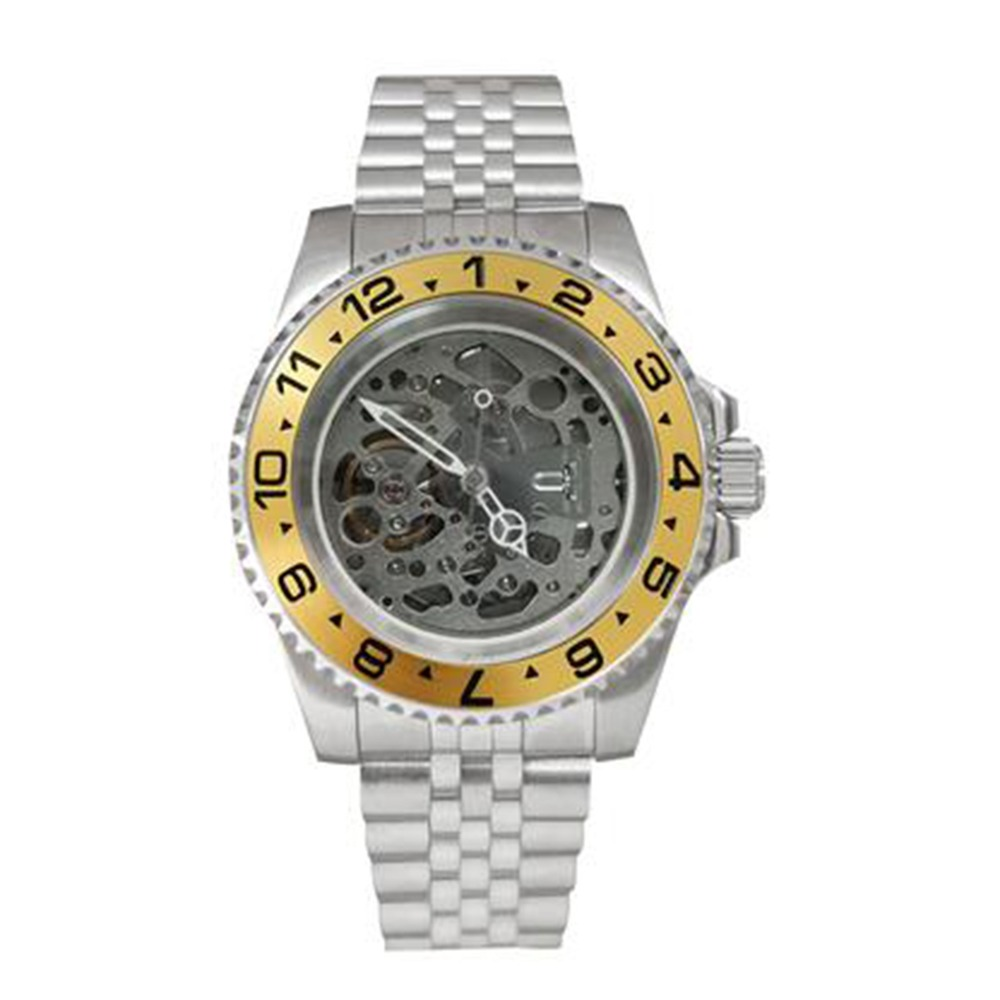 NH70 40mm Stainless Steel Watch Case Sapphire Glass Hollow Dial Luminous Hands