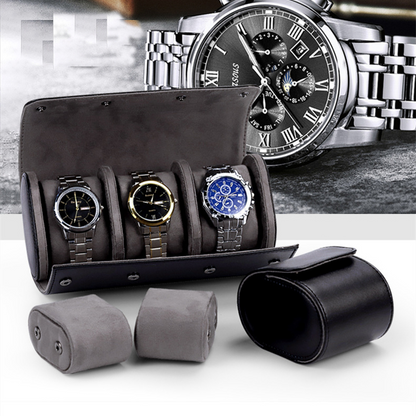 Étui de voyage en cuir à 1/2/3 emplacements pour montres, organiseur à roulettes, boîte à montres portable