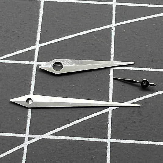 Polished silver watch hands set for TIANJIN Seagull ST17 movement, precision accessory, 10�14�4.5mm size.