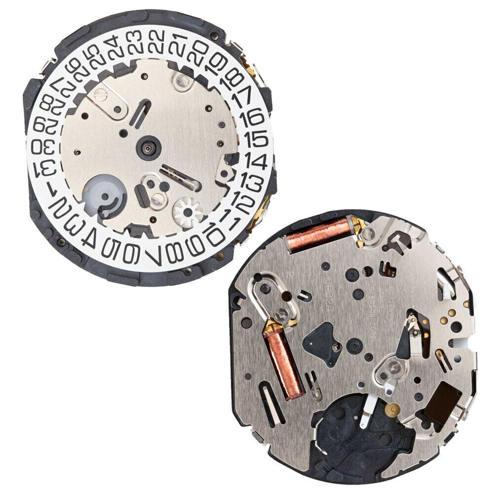 Hattori Epson VR32B quartz watch movement, precision Japanese mechanism for watch accessory repair.