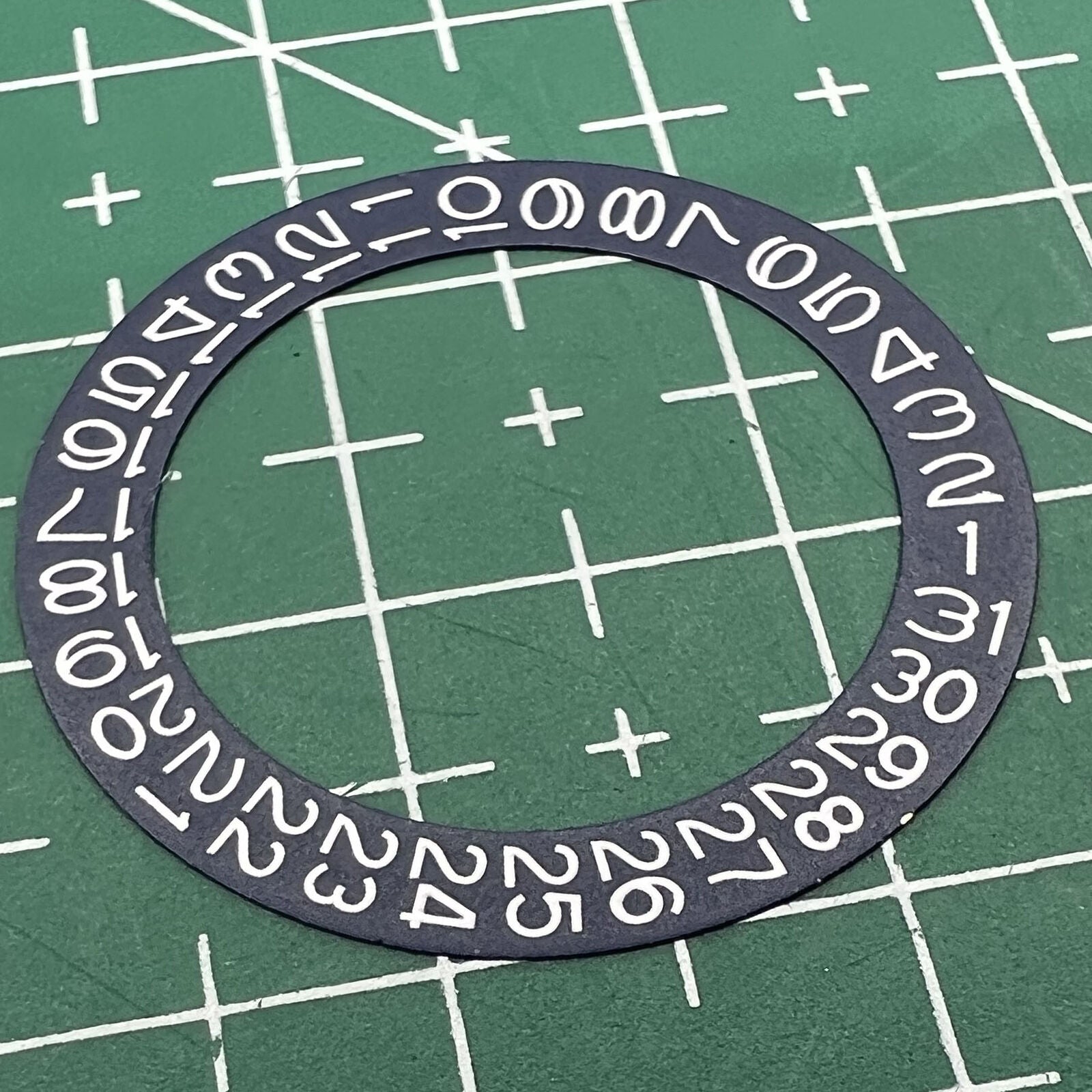 Wholesale denim blue date wheel overlay for NH35 NH36 watches, featuring white font for clear readability.