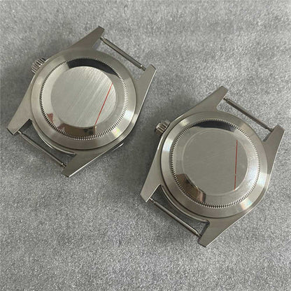 39MM stainless steel watch case with sapphire crystal and solid back, compatible with NH35/NH36/4R,.