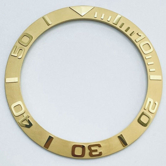 Golden 38mm GMT diving ceramic bezel insert for 40mm watch case, durable watch accessory.