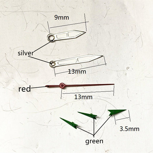 Red second hand with green lume, compatible with Miyota OS10, OS20, OS22, OS60, OS80 watch models.