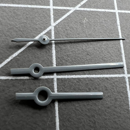 Set of silver-tone watch hands for Miyota 2035 movement, including 16mm hour/minute and 11mm second hands by NO.1305.