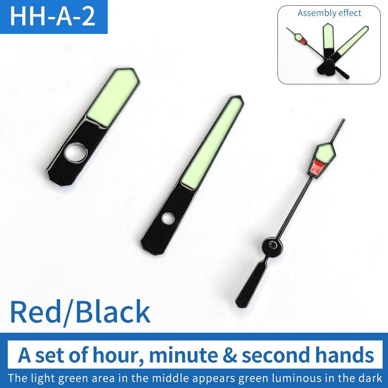 Green luminous watch hands set for SKX007 SRP Turtle series, perfect for precise time reading in low light.