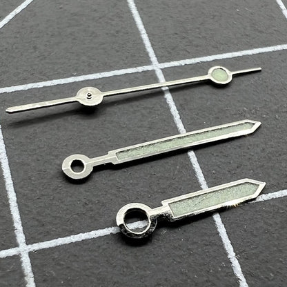 Aiguilles de montre lumineuses vertes avec garniture argentée de 11 mm pour mouvement Miyota 1M12