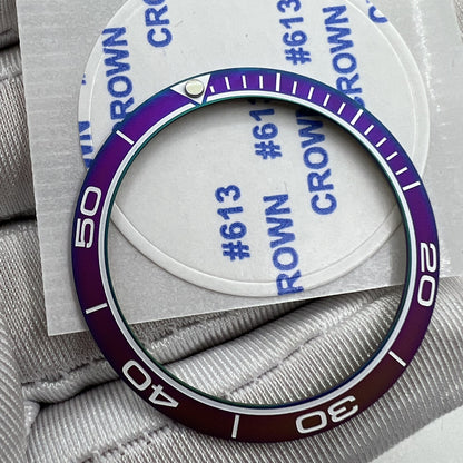 38 mm/30,5 mm Uhrenlünetteneinsatz, matt, Regenbogenblau, goldenes Aluminium-Uhrenteil