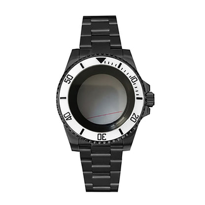 Boîtier de montre 40 mm avec bracelet en acier inoxydable noir PVD et verre saphir pour NH35/NH36 