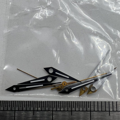 Black trim luminous watch hands, designed for Miyota 2035 quartz movements, ensuring accurate timekeeping.