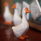 New Cute Handmade Big Goose White Goose Wooden Figurine Sculpture Decorative