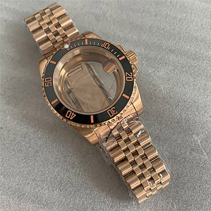 40 mm goldenes Uhrengehäuse-Armband für NH35/36-Uhrwerk, modifiziertes Saphirglas 