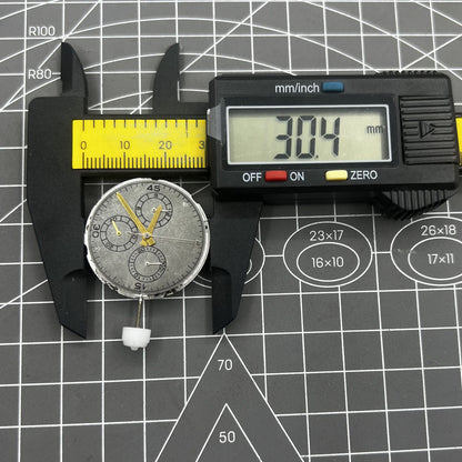 Chinese 4130 automatic watch movement with multifunctional small seconds at 3, 6, and 9 o'clock positions.