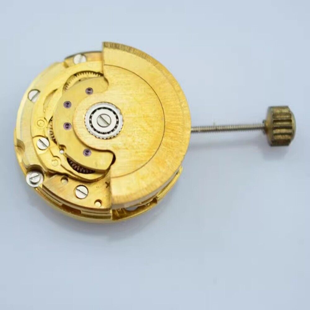 Golden 17.2mm cufflink showcasing Asian automatic mechanical movement, elegant ladies accessory.