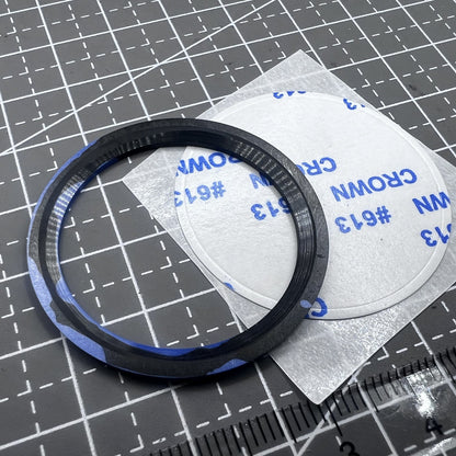 Keramik L�nette Ring 38mm in Blau Schwarz with blue GMT markings for SUB watch, precision design.
