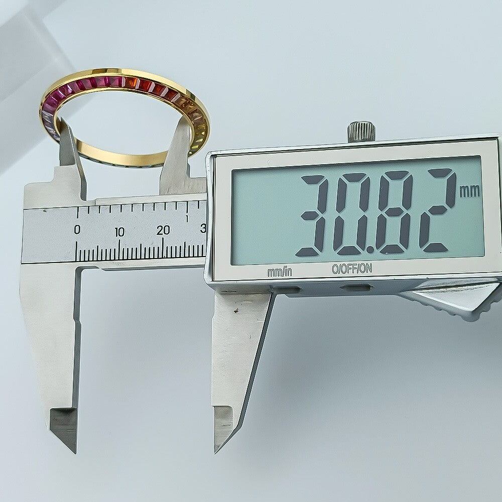 Imitationsdiamant Schmuckstein Lünette 39mm Silber für VK63 Uhrwerk