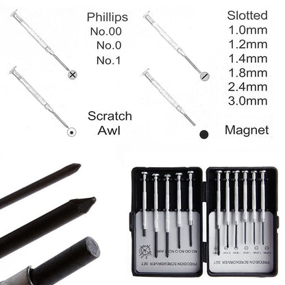 Kit de réparation de montres, bijoux et lunettes de précision, 11 pièces 
