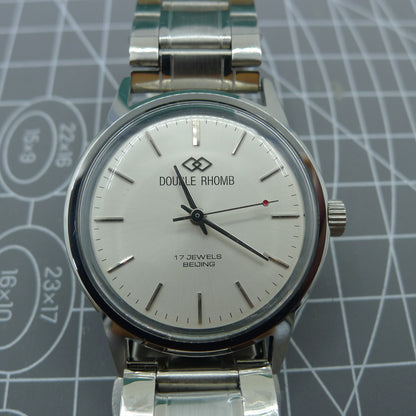 Beijing 36mm manual mechanical watch with silver case, silver nail indices, classic style for enthusiasts and collectors.